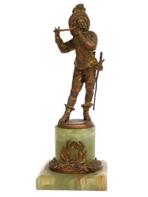 19TH CENTURY MUSKATEER BOY BRONZE CABINET STATUE