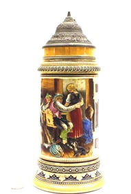 BIG GERMAN LODGE SCENE BEER STEIN TANKARD