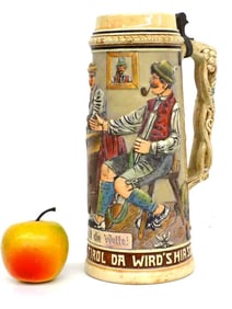 ANTIQUE GERMAN HUNTER 3 LITER BEER STEIN