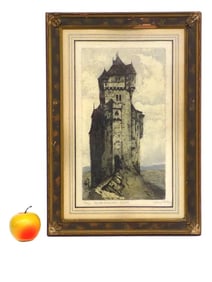 STUART F. BALL - AUSTRIAN CASTLE SIGNED ETCHING