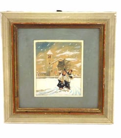 PIERO FIORI - WINTER CATHEDRAL WATERCOLOR