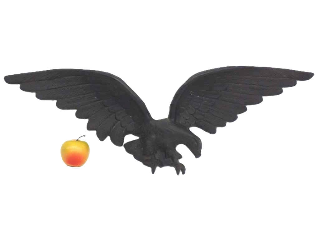 AMERICAN WINGED EAGLE CAST IRON SCULPTURE: Vintage 1950's 60's American Winged Eagle Cast Iron Sculpture. Height 12" x Length 29" Approximately 7 lbs