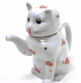 VINTAGE CAT PORCELAIN TEA POT