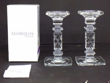 WATERFORD CRYSTAL MARQUIS PILLAR CANDLESTICKS