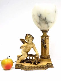 MOREAU - VICTORIAN CUPID SCULPTED PARLOR LAMP