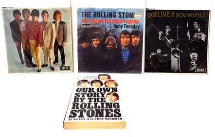 RARE ROLLING STONES 45 RPM VINYL RECORDS W/ BOOK