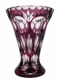 ULTRA RARE HAWKES AMETHYST CUT GLASS VASE