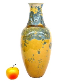 TALL WAYNE BARRON BLUE CRYSTALLINE ART STUDIO VASE