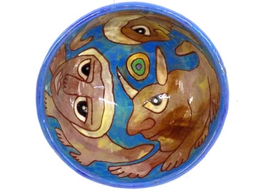 W. LEDSMA - FOLK ART CERAMIC POTTERY CUP