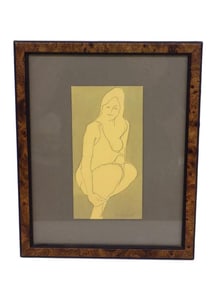 M. STUART ? - SEMI NUDE LADY MIXED MEDIA STUDY