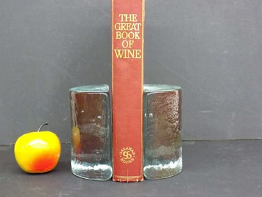 MIDCENTURY MODERN DEMILUNE ART GLASS BOOKENDS