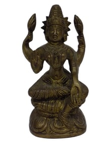 EXOTIC INDIA HINDU GILT BRONZE GODDESS LAKSHMI