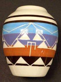 NATIVE AMERICAN INDIAN SIGNED INCISED VASE