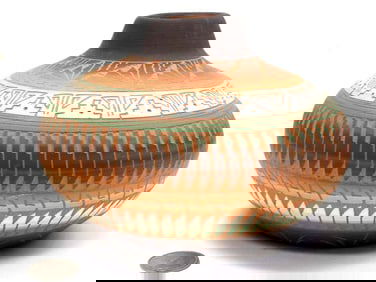 S. BEGAY NATIVE AMERICAN INDIAN EAGLE FEATHER BOWL