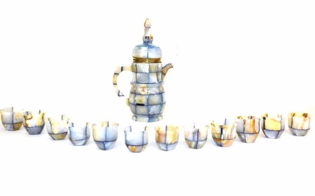 ARABIAN BLUE ONYX COFFEE POT & CUP SET