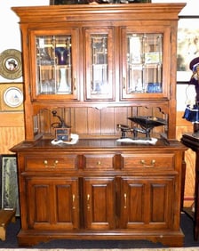 BENT & BROS. DARK OAK CHINA CABINET SERVER
