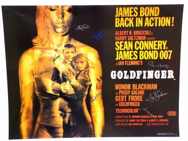 JAMES BOND GOLDFINGER CAST SIGNED MOVIE POSTER
