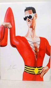 DC JUSTICE LEAGUE PLASTIC MAN ROSS SIGNED PRINT