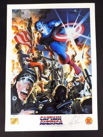 MARVEL LIMITED CAPTAIN AMERICA ROSS SIGNED POSTER