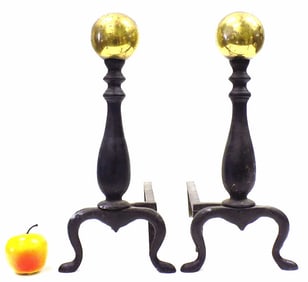 CANNONBALL BRASS & IRON ANDIRONS