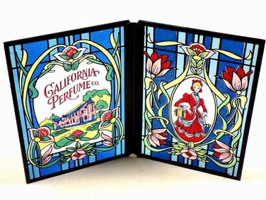 CALIFORNIA PERFUME CO. ADVERTISING GLASS PANEL
