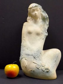 SEATED NUDE LADY CERAMIC SCULPTURE