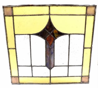 19TH CENTURY CROSS LEADED GLASS WINDOW