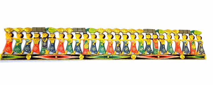 LONG BALINESE CEREMONIAL GILT FOLK ART WOOD PANEL