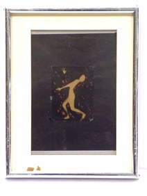 MODERN ART FIGURE MIXED MEDIA PAINTING