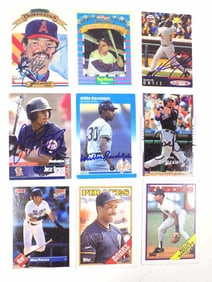 SIGNED BASEBALL CARDS REGGIE JACKSON RANDOLPH ORTIZ ETC