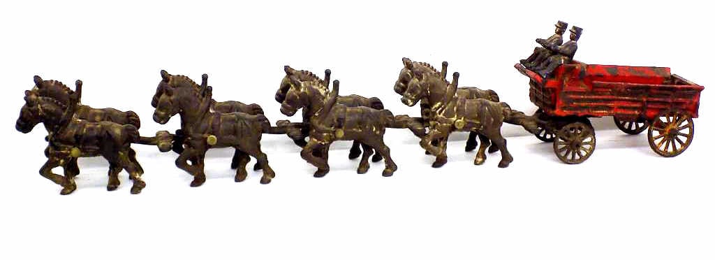 HORSE TEAM CAST IRON WAGON TOY (1 of 4)