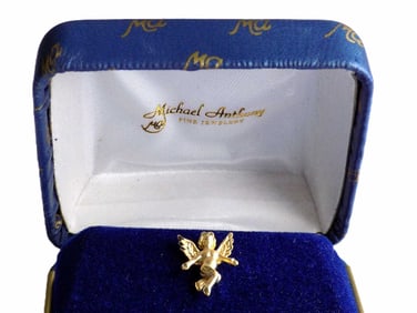 14K YELLOW GOLD ANGEL PRAYER NECKLACE PENDANT