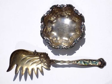 FANCY VICTORIAN WHITING STERLING SERVER & BOWL