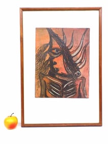 JOSEPH KURHAJEC TRIBAL FIGURE ARTIST PROOF ETCHING