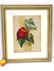 JANE PETERSON - ANTHURIUM FLOWERS WATERCOLOR