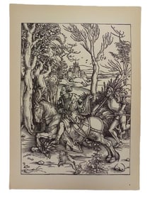 ALBRECHT DURER KNIGHT & LANDS KNECHT WOODCUT