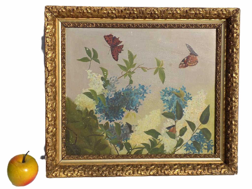 19TH CENTURY VICTORIAN BUTTERFLIES PAINTING (1 of 4)