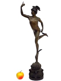 19TH CENTURY GRAND TOUR MERCURY BRONZE STATUE