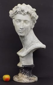 LIFE SIZE GREEK GLADIATOR DAVID BUST SCULPTURE
