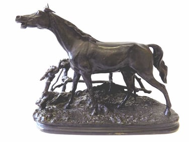 PJ MENE 1800'S CHEVAL A LA BARRIERE BRONZE HORSE