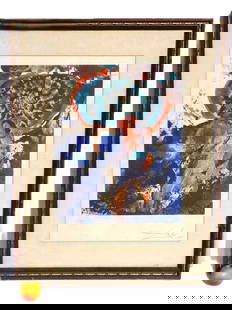 DALI ULTRA SURREALIST CORPUSCULAR GALUTSKA PRINT: Salvadore Dali - France Spain 1904-1989 - Big Surrealist Color Lithograph From The Memories of Surrealism Suite. Entitled Ultra Surrealist Corpuscular Galutska. Limited Edition Pencil Numbered and Sig