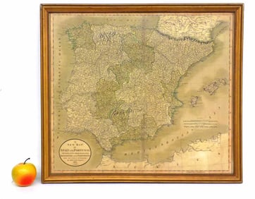 RARE JOHN CARY 1801 MAP OF SPAIN AND PORTUGAL