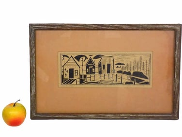 FRANCIS HAMABE - LOBSTER SHACKS WOODBLOCK PRINT