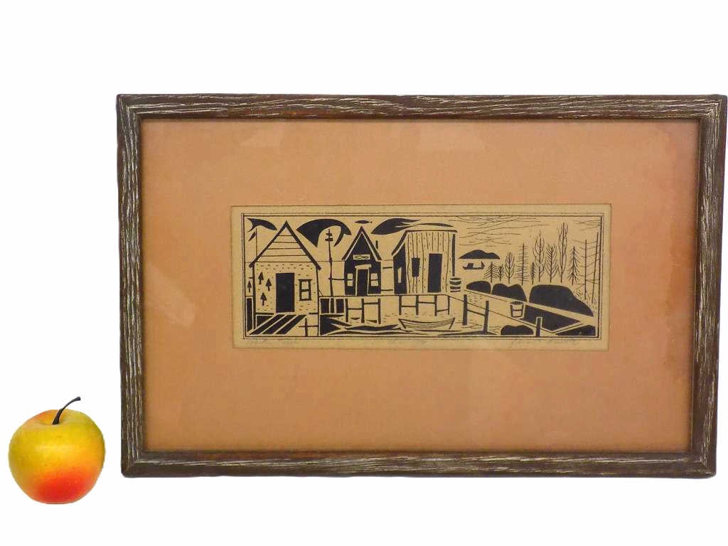 FRANCIS HAMABE - LOBSTER SHACKS WOODBLOCK PRINT (1 of 6)