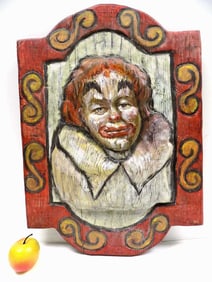 EDWARD KENNEDY CIRCUS CLOWN FOLK ART PLAQUE