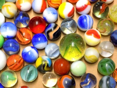 BALL MASON JAR OF 220 ANTIQUE TOY MARBLES