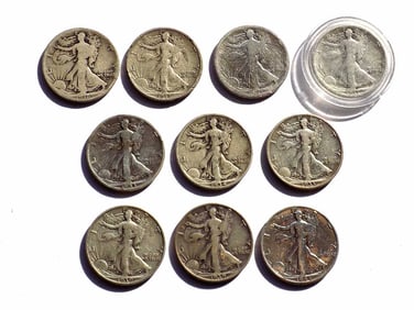 ASSORTED WALKING LIBERTY SILVER HALF DOLLAR COINS