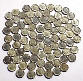 ASSORTED US MINT FDR SILVER DIMES LOT OF 79 COINS