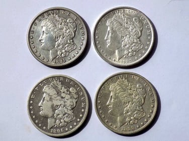 1881 S 1889 1896 O 1898 MORGAN SILVER DOLLARS