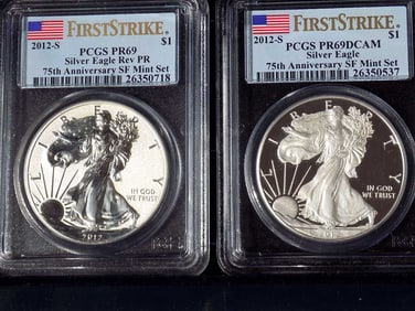 US MINT 2012 AMERICAN EAGLE SILVER COINS PSGS MS69